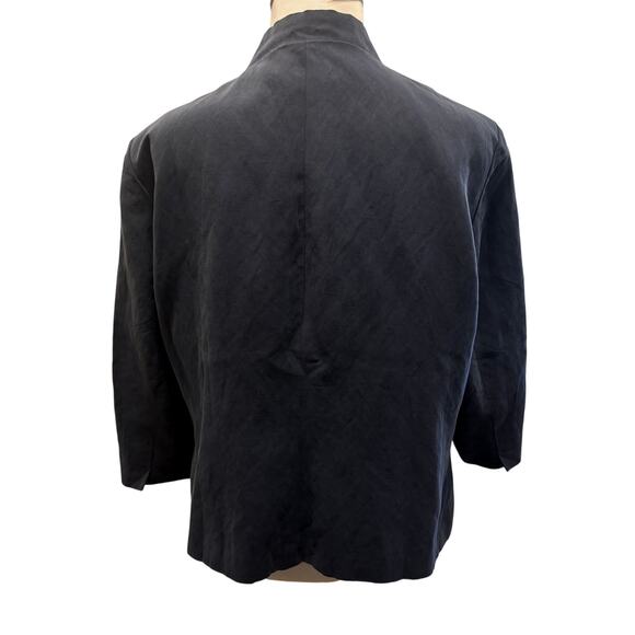 PURE Collection Silk Linen Open Front Jacket Charcoal 18 - Picture 3 of 9